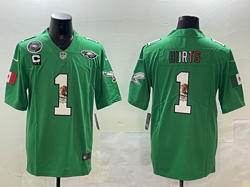 Men Philadelphia Eagles #1 Hurts Green three generations 2025 Nike Vapor Limited NFL Jersey style 25->philadelphia eagles->NFL Jersey